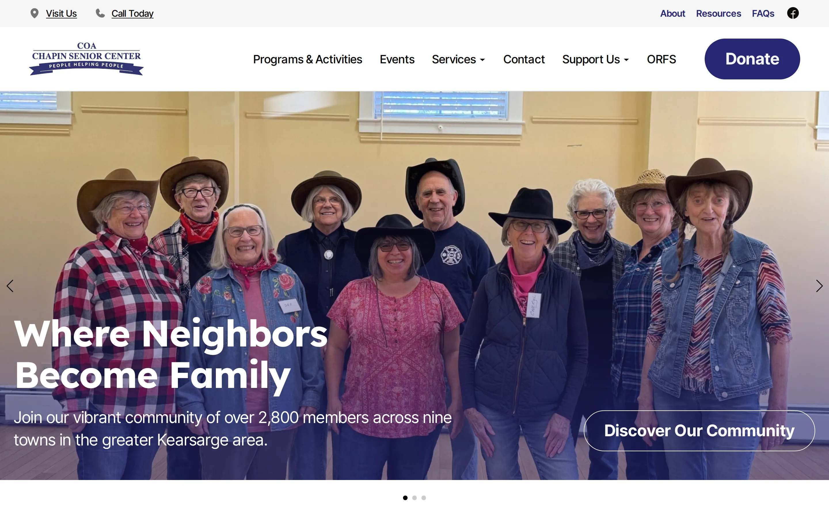 COA Chapin Senior Center website preview