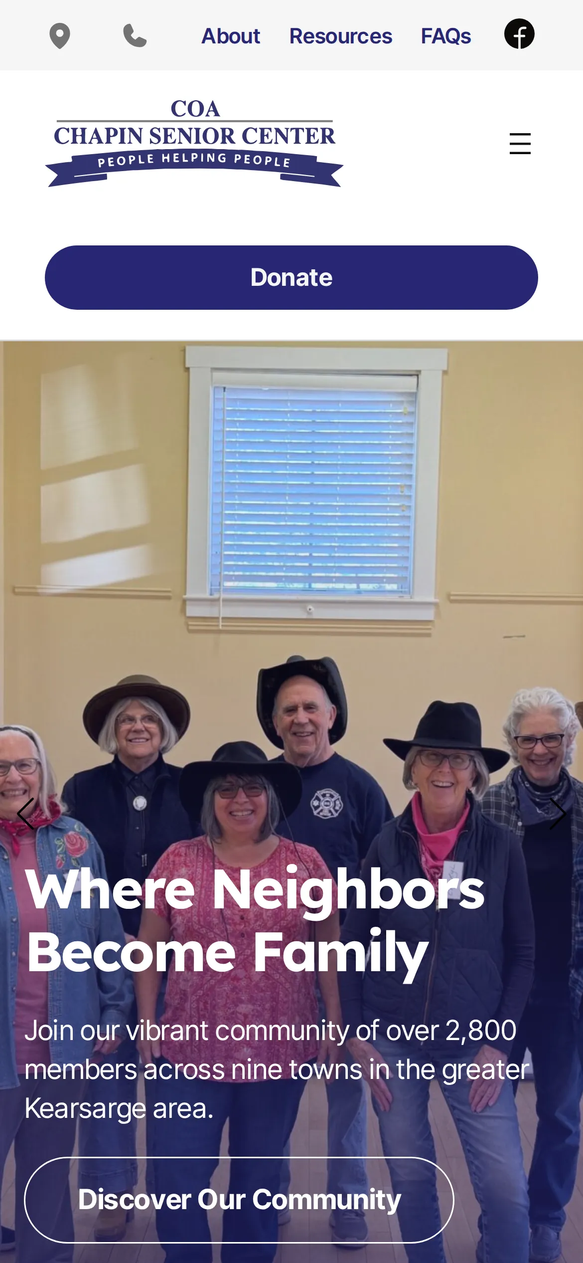 COA Chapin Senior Center Mobile View