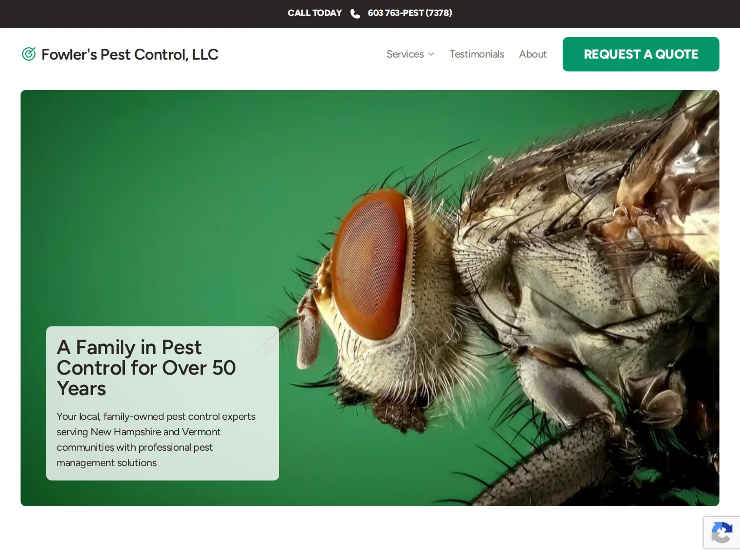 Fowler's Pest Control Desktop View