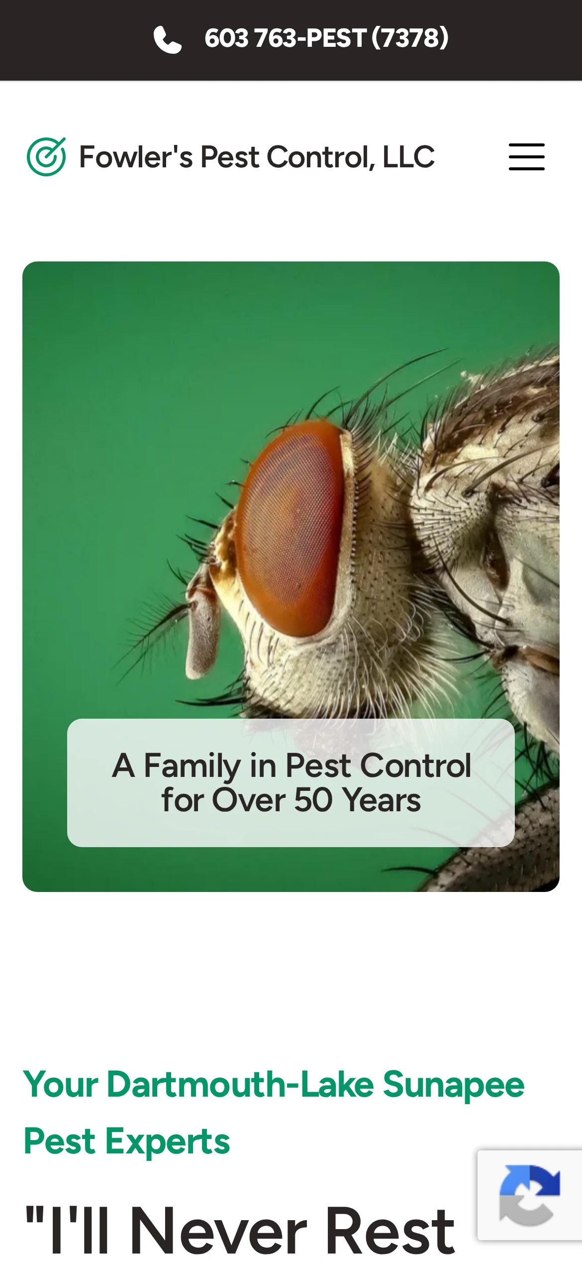 Fowler's Pest Control Mobile View