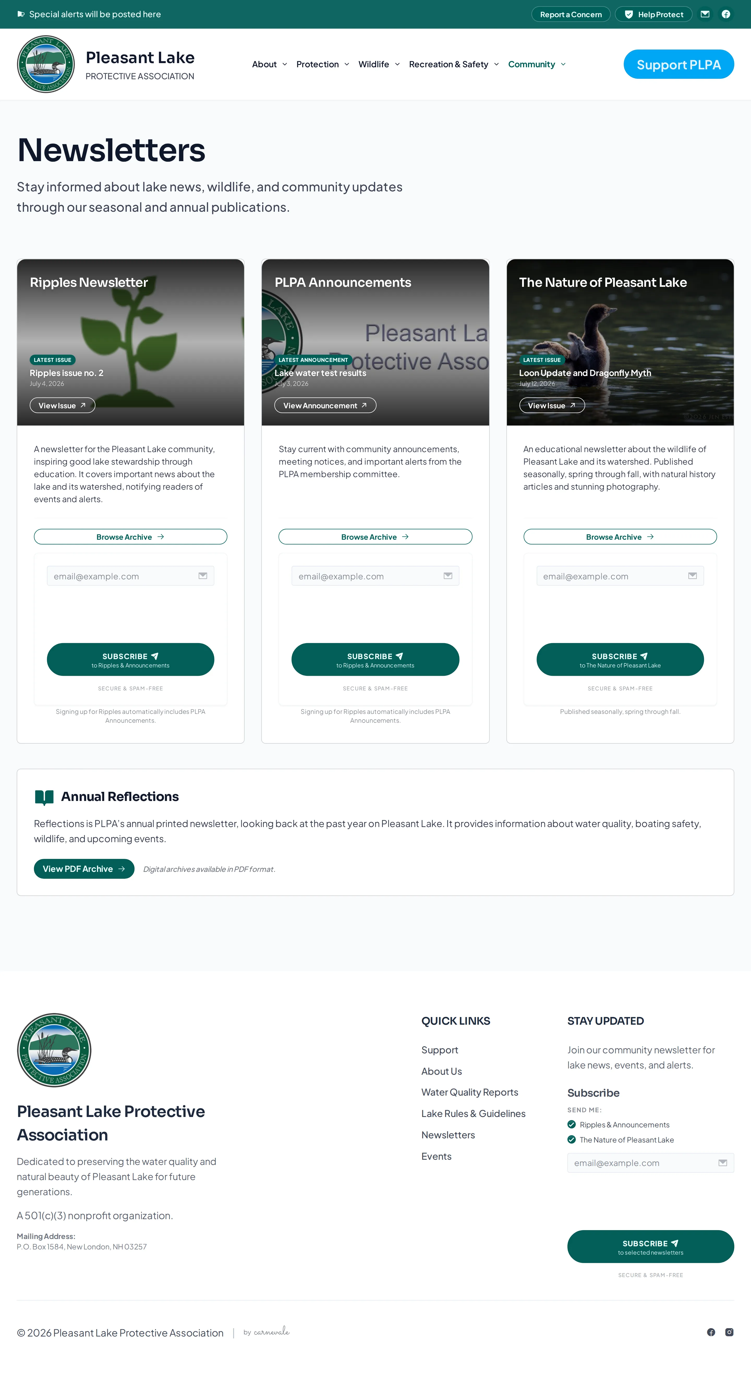 PLPA.net Newsletters page