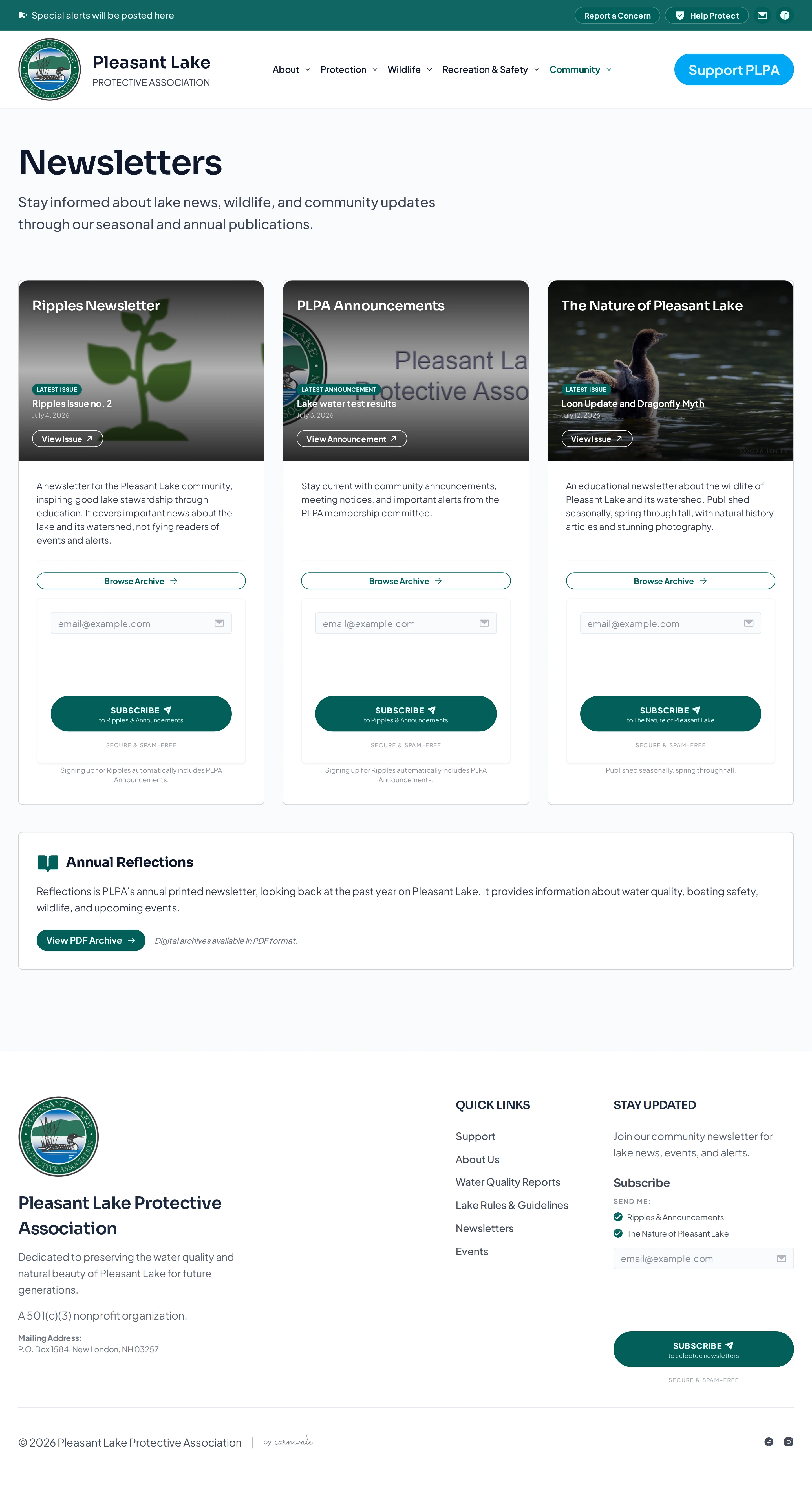 PLPA.net Newsletters page