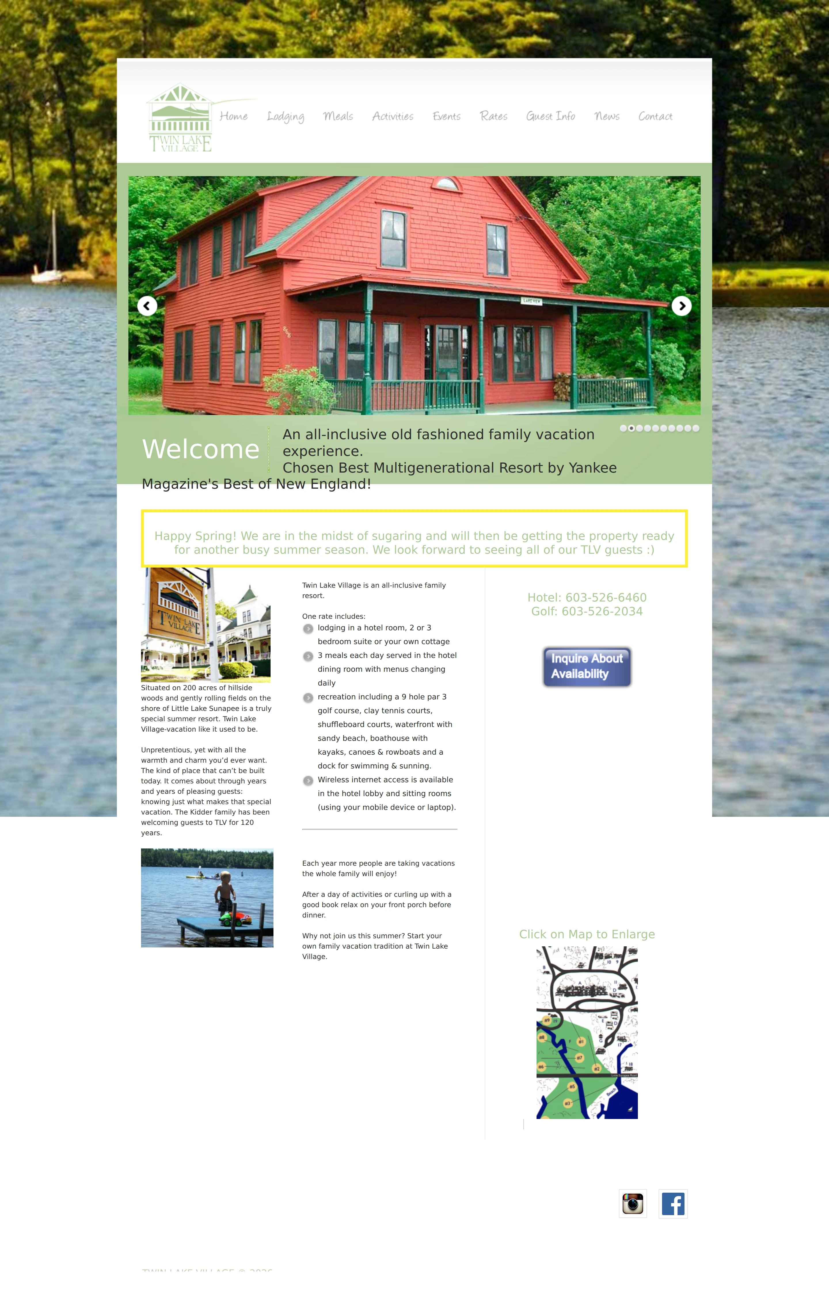 Twin Lake Village old WordPress site — Desktop