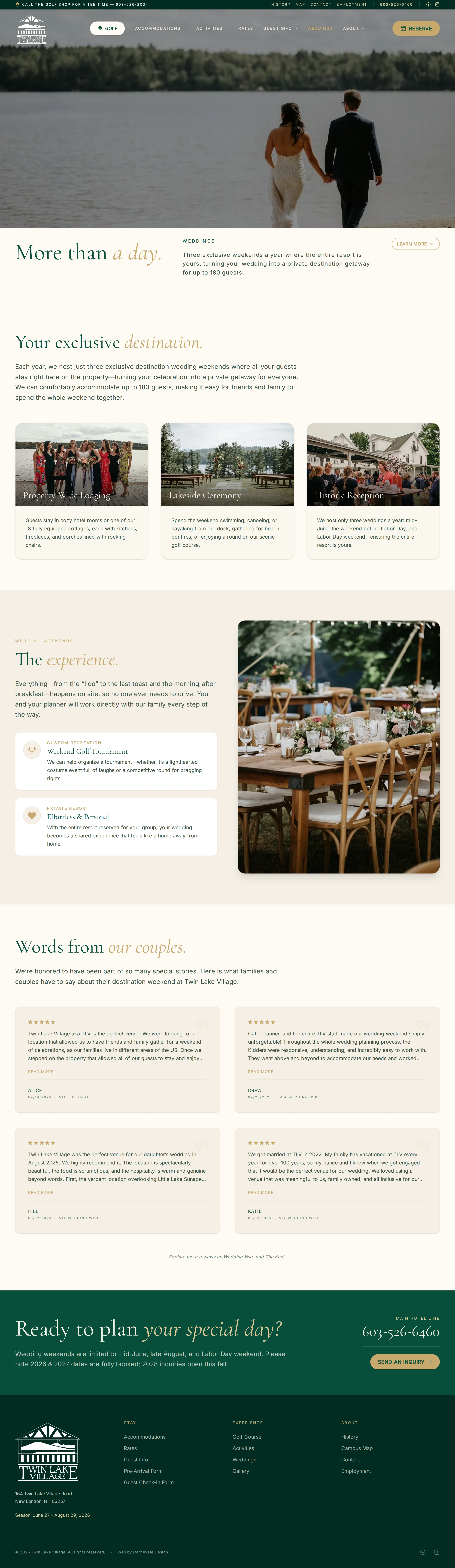 Twin Lake Village Weddings page